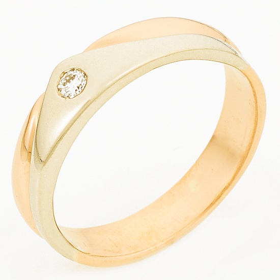 Кольцо из комбинированного золота 585 пробы c 1 бриллиантом, Л63018962 за 14450