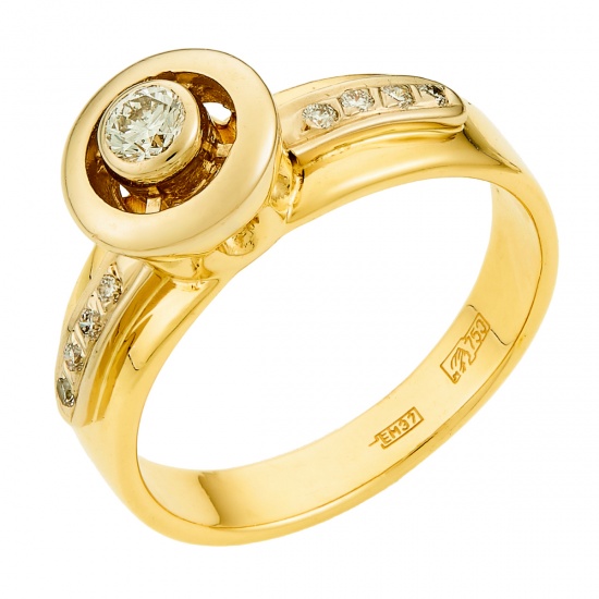 Кольцо из комбинированного золота 750 пробы c 9 бриллиантами