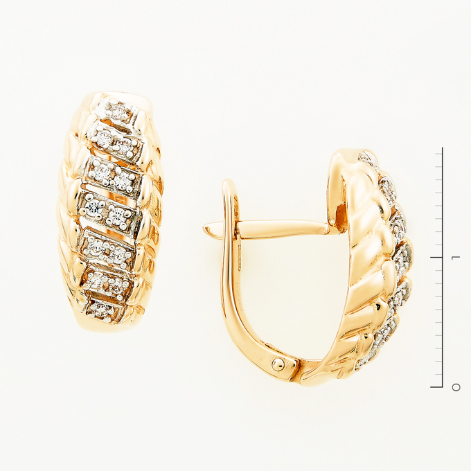 Серьги из красного золота 585 пробы c фианитами