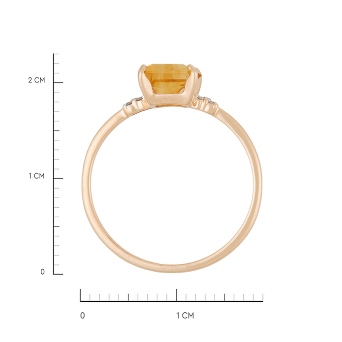 Кольцо из золота 585 пробы c бриллиантами и цитрином, Л 2010 5654 за 14000