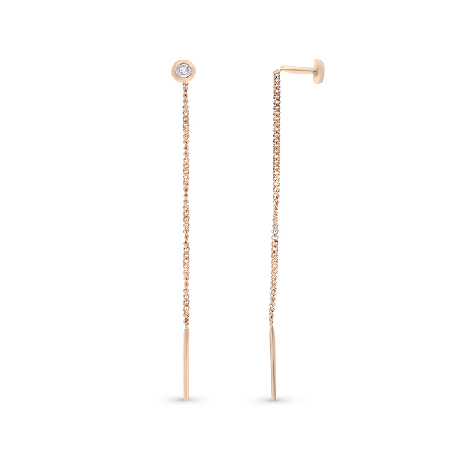 Серьги из золота 585 пробы c 2 фианитами