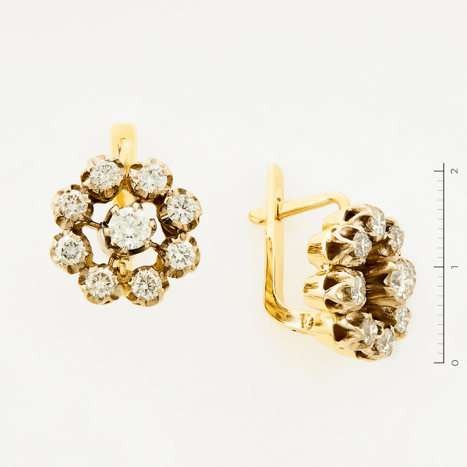 Серьги из золота 750 пробы c 18 бриллиантами