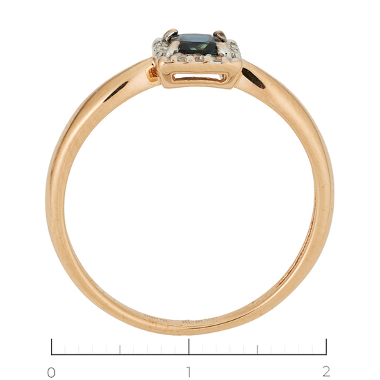 Кольцо из красного золота 585 пробы c 12 бриллиантами и 1 сапфиром, Л20104353 за 17200
