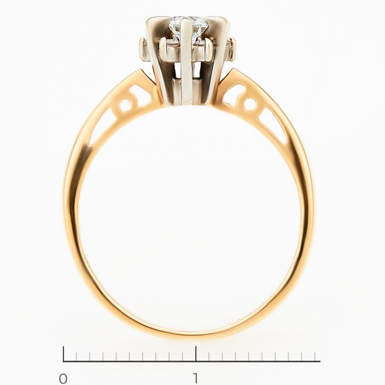 Кольцо из комбинированного золота 585 пробы c 7 бриллиантами, Л24120856 за 21160