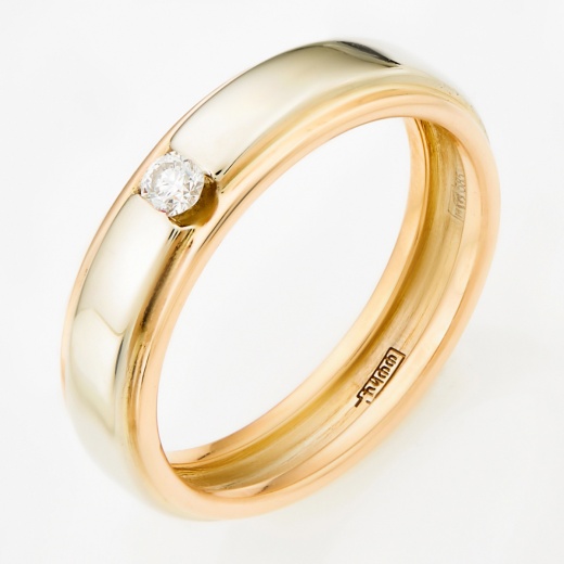 Кольцо из комбинированного золота 585 пробы c 1 бриллиантом Л04076044 фото 1