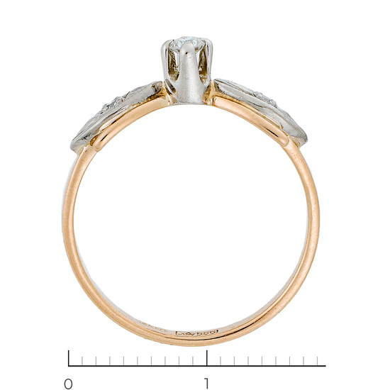 Кольцо из комбинированного золота 585 пробы c 3 бриллиантами, Л52072248 за 14700