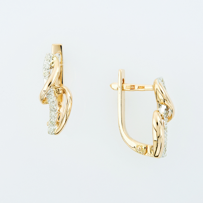Серьги из золота 585 пробы c 18 бриллиантами