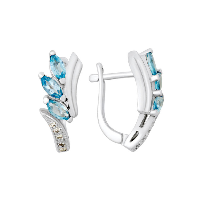 Серьги из золота 585 пробы c топазами и бриллиантами, Ц О007 2112 за 65920