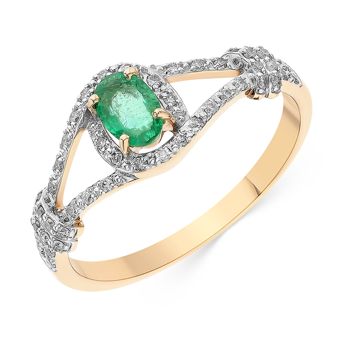 Кольцо из золота 585 пробы c изумрудом и бриллиантами, Л 0908 5996 за 44720