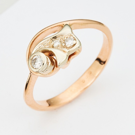Кольцо из комбинированного золота 585 пробы c 3 бриллиантами Л24129725 фото 1
