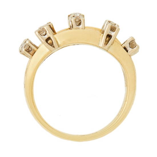 Кольцо из комбинированного золота 585 пробы c 10 бриллиантами, Л30133563 за 60900