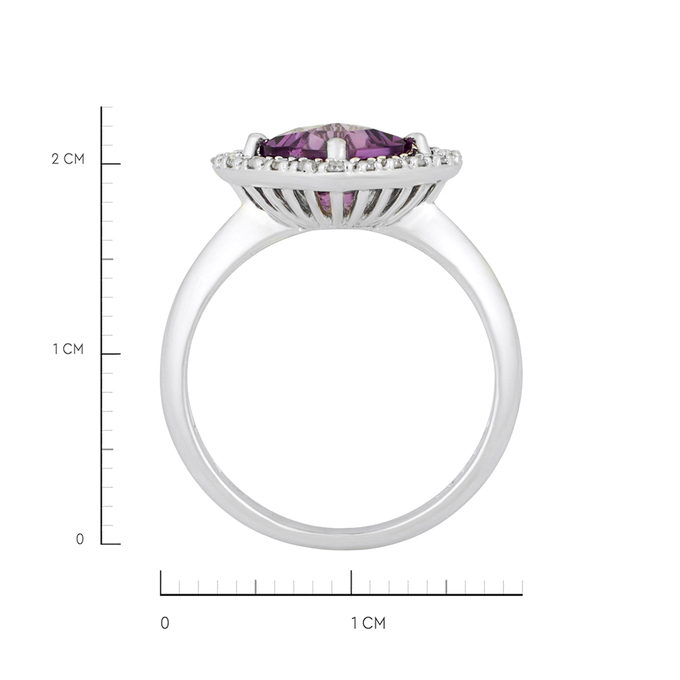 Кольцо из золота 585 пробы c аметистом и бриллиантами, Л 3905 0492 за 31120
