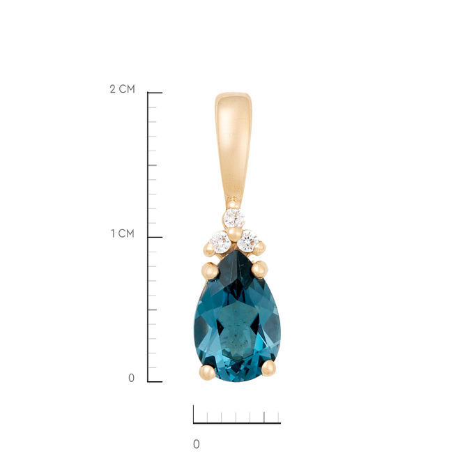 Подвеска из золота 585 пробы c топазом Лондон и фианитами, Л 4806 3900 за 14100