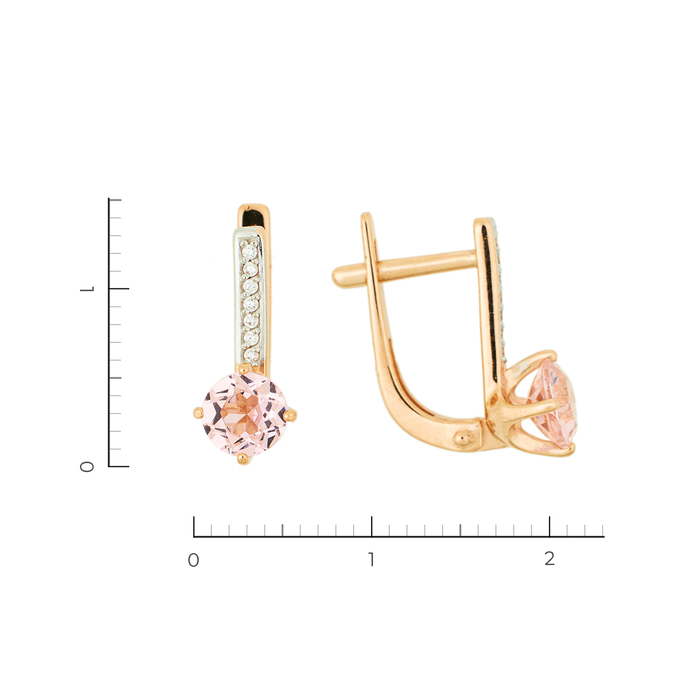 Серьги из красного золота 585 пробы c фианитами