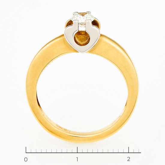 Кольцо из комбинированного золота 750 пробы c 1 бриллиантом, Л42003865 за 89750