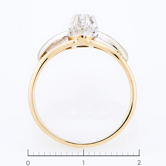 Кольцо из комбинированного золота 585 пробы c 1 бриллиантом, Л04069119 за 17250