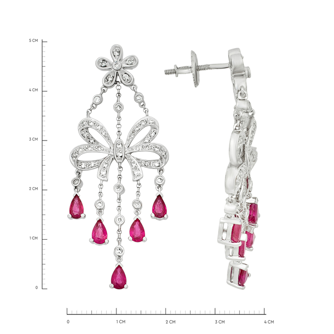 Серьги из золота 585 пробы с рубинами и бриллиантами, Л 2813 2649 за 130000