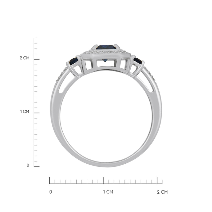 Кольцо из золота 585 пробы c бриллиантами и синтетическими сапфирами, Л 4306 3857 за 34000