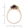 Кольцо из золота 585 пробы c гранатом, хризолитом, топазом и синтетическими камнями