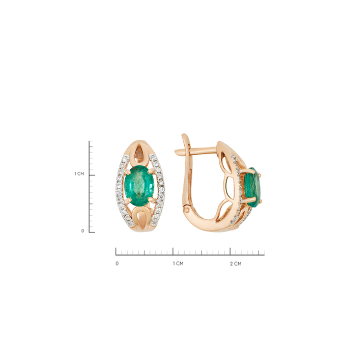 Серьги из золота 585 пробы c изумрудами и бриллиантами, К 0000 3945 за 74500