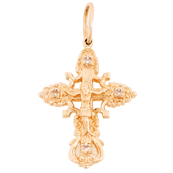 Подвеска из красного золота 585 пробы c фианитами