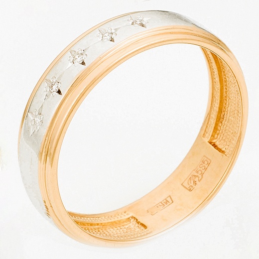 Кольцо из комбинированного золота 585 пробы c 5 бриллиантами Л45065624 фото 1