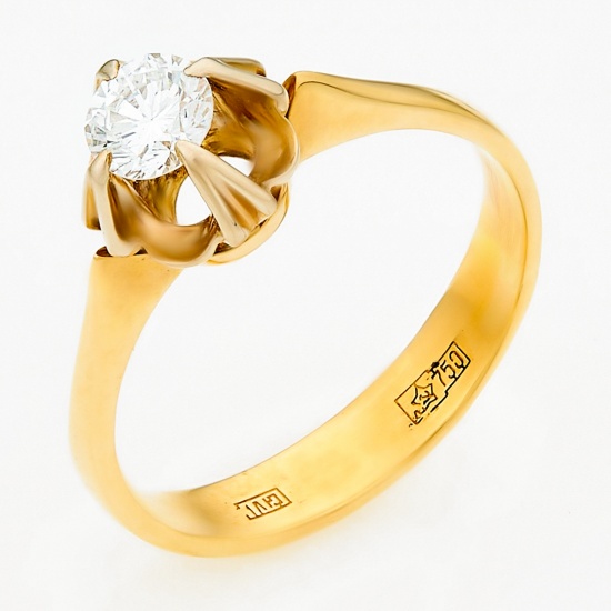 Кольцо из комбинированного золота 750 пробы c 1 бриллиантом, Л61006711 за 52500