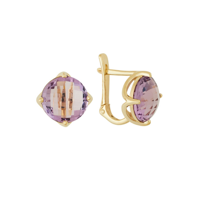 Серьги из золота 585 пробы c аметистами