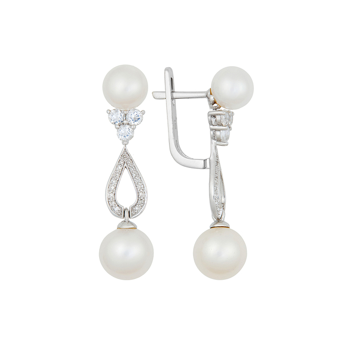 Серьги из золота 585 пробы c топазами, бриллиантами и культивированным жемчугом, К 0000 5189 за 42900