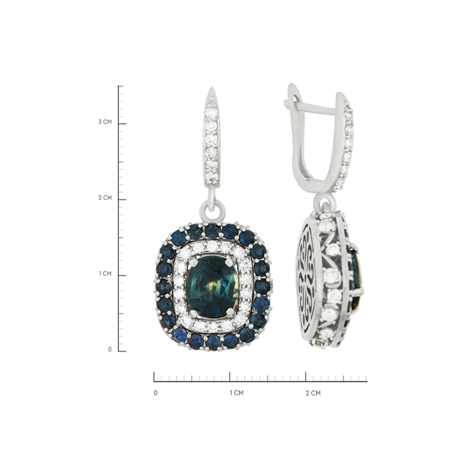 Серьги из золота 750 пробы c сапфирами и бриллиантами, Ц О007 0665 за 300000