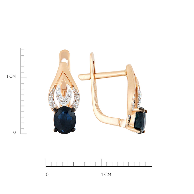 Серьги из золота 585 пробы c сапфирами и бриллиантами, К 0000 3119 за 44000