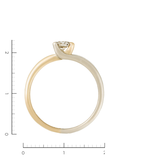 Кольцо из комбинированного золота 585 пробы c 1 бриллиантом, Л73021908 за 20930