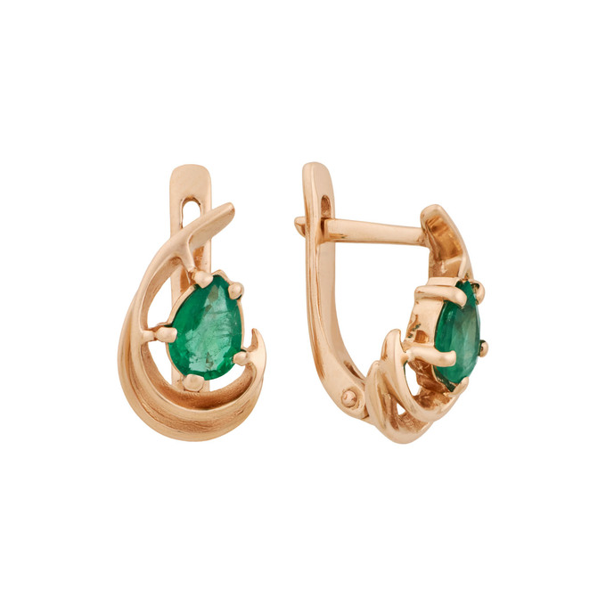 Серьги из золота 585 пробы с изумрудами, Л 2011 0868 за 58200