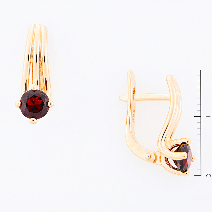 Серьги из золота 585 пробы c 2 гранатами