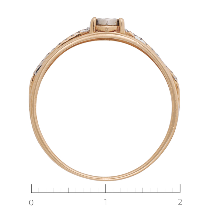Кольцо из комбинированного золота 585 пробы c 31 бриллиантами, Л 7302 3299 за 11900