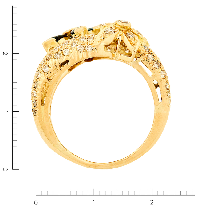 Кольцо из желтого золота 585 пробы c 85 бриллиантами и 5 сапфирами, Л 3603 6180 за 94500