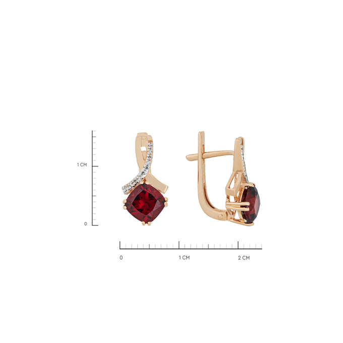 Серьги из золота 585 пробы c гранатами и бриллиантами, Л 2010 7346 за 27920