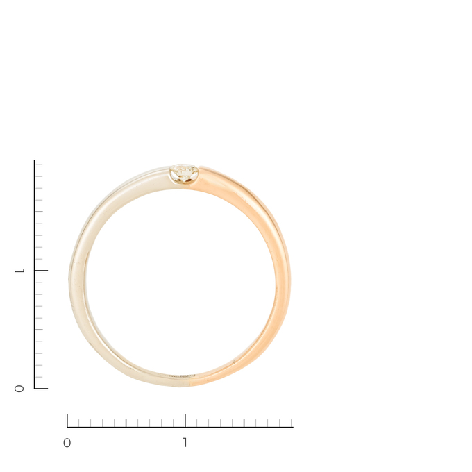 Кольцо из комбинированного золота 585 пробы c 1 бриллиантом, Л 7302 4478 за 23200