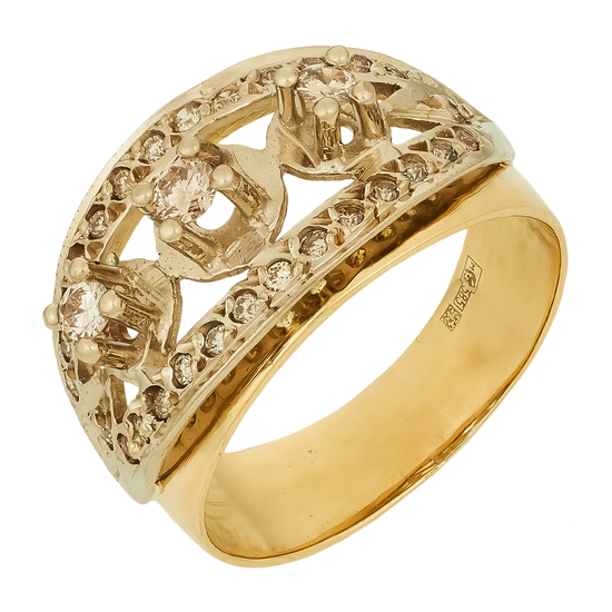 Кольцо из комбинированного золота 585 пробы c 31 бриллиантами, Л66005555 за 61520