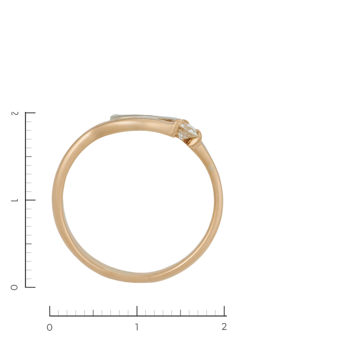 Кольцо из комбинированного золота 585 пробы c 1 бриллиантом, Л 7601 1097 за 29520