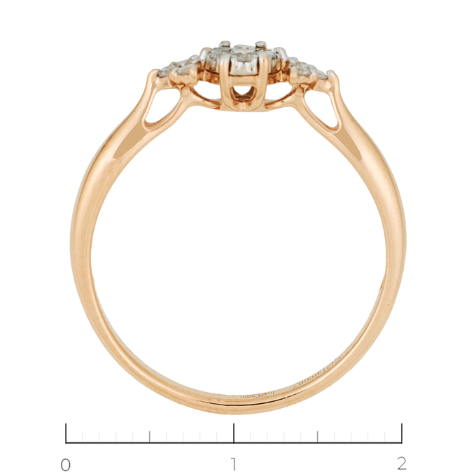 Кольцо из красного золота 585 пробы c 13 бриллиантами