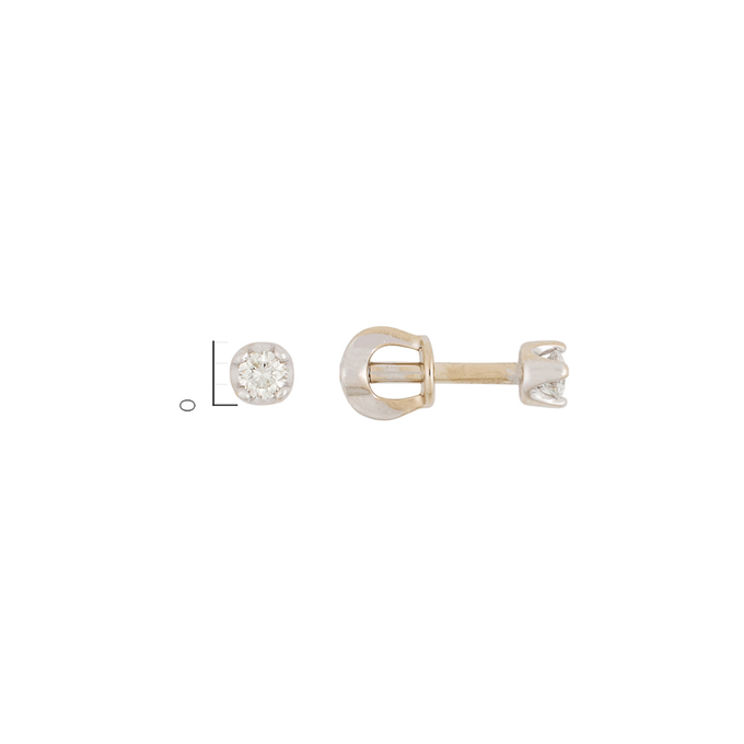 Серьга из золота 585 пробы c 1 бриллиантом