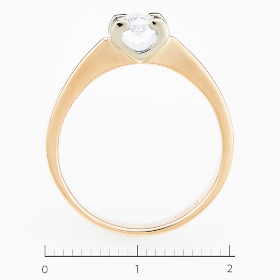 Кольцо из комбинированного золота 585 пробы c 1 бриллиантом, Л28068331 за 25560