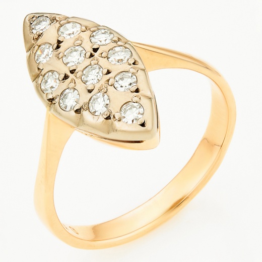 Кольцо из комбинированного золота 585 пробы c 12 бриллиантами Л28073529 фото 1