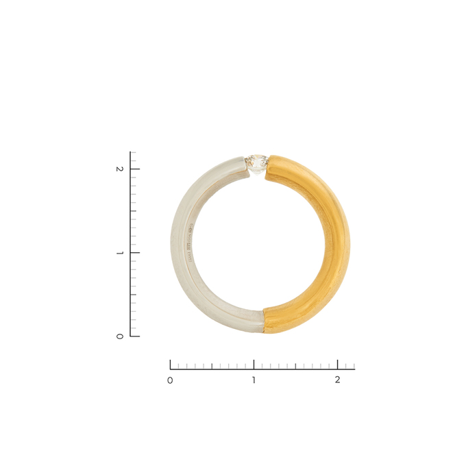 Кольцо из комбинированной платины 950 пробы c 1 бриллиантом, Л 2809 6010 за 127000