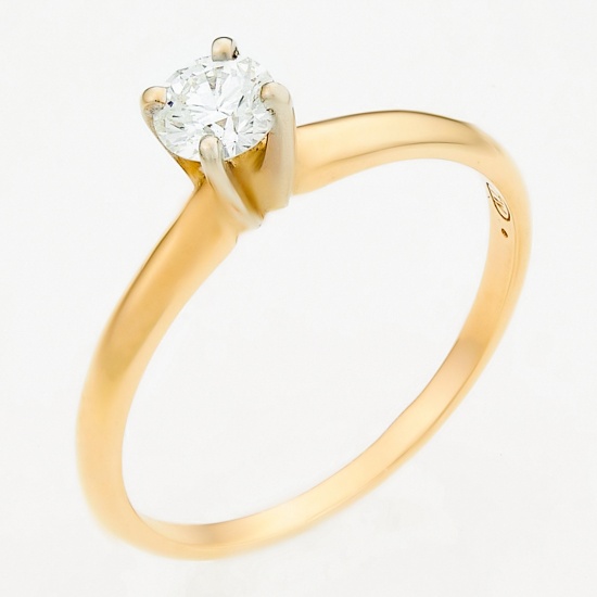 Кольцо из комбинированного золота 585 пробы c 1 бриллиантом, Л29103651 за 46050