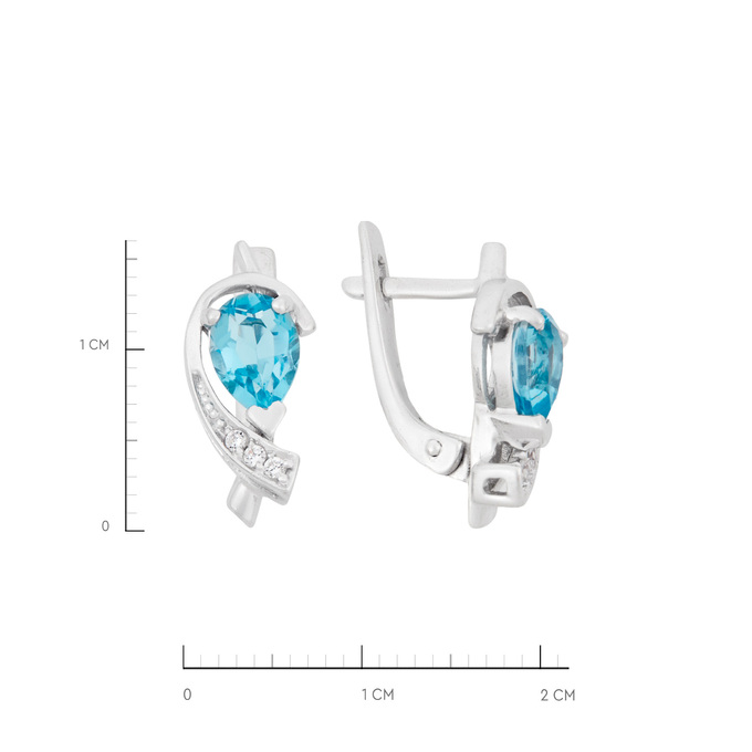 Серьги из золота 585 пробы c топазами и фианитами, Ц О007 2748 за 40300