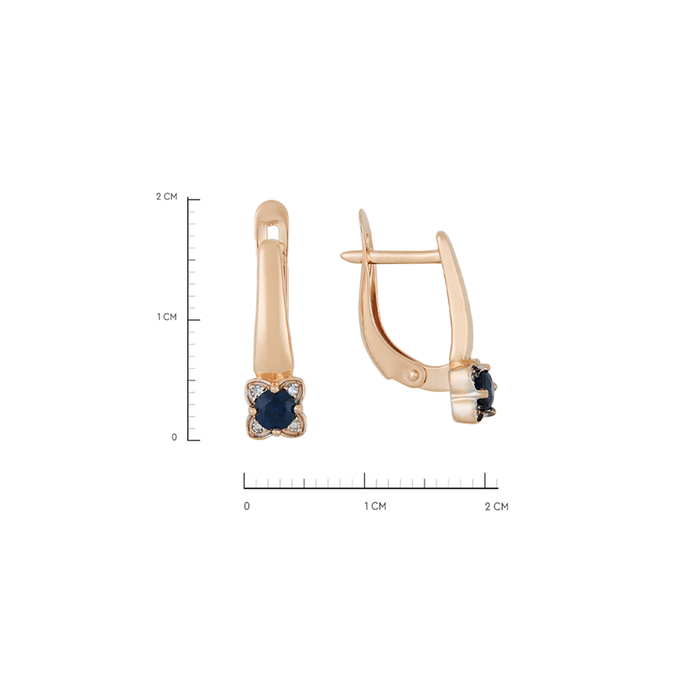 Серьги из золота 585 пробы c 8 бриллиантами и 2 сапфирами, Л 7502 3209 за 29200