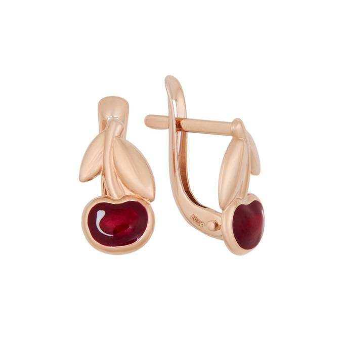 Серьги из золота 585 пробы c эмалью