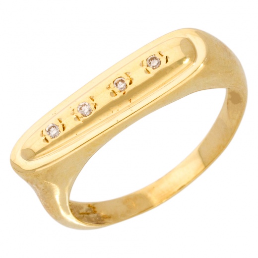 Кольцо из желтого золота 585 пробы c 4 бриллиантами 008141 фото 1